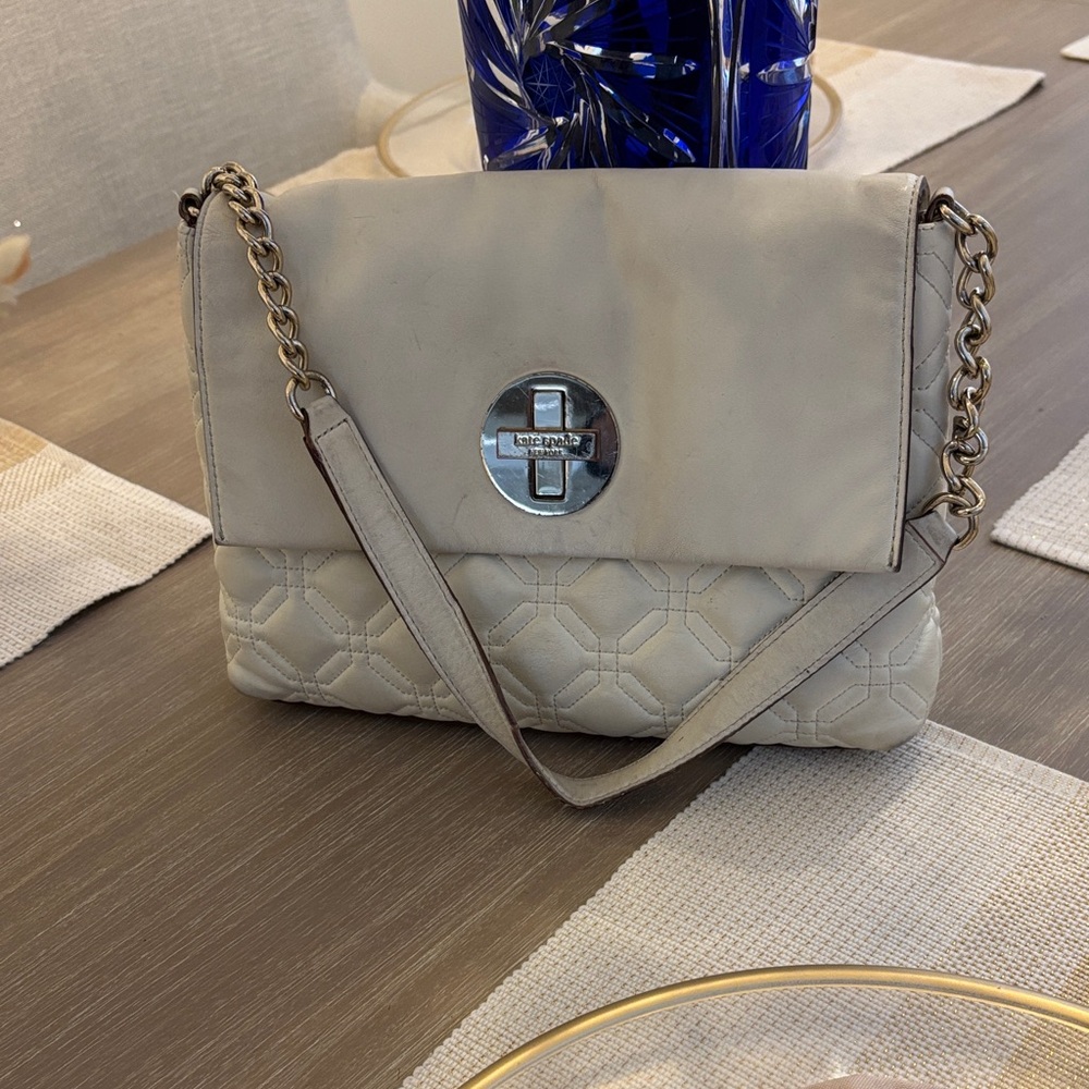Kate Spade Cream Quilted Shoulder Bag